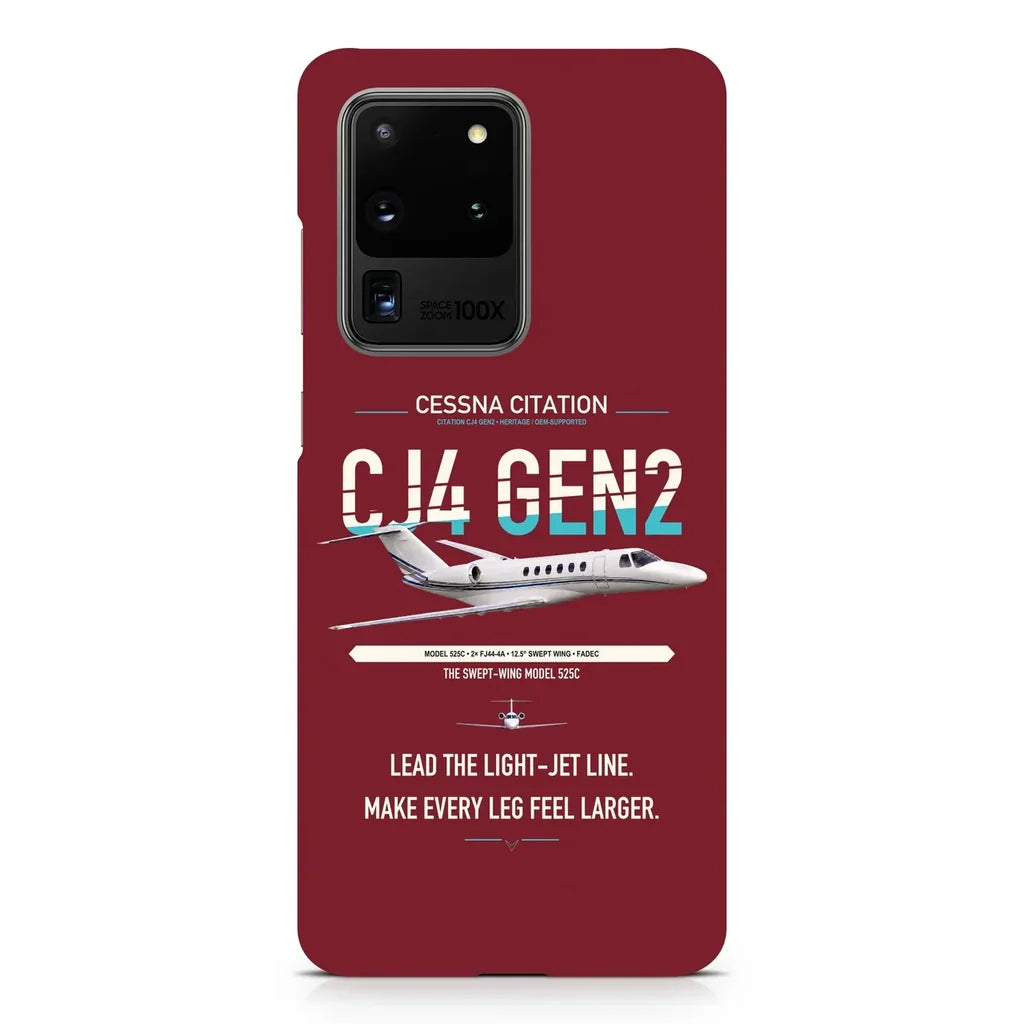 Cessna Citation CJ4 Gen2 design on samsung case - dark red