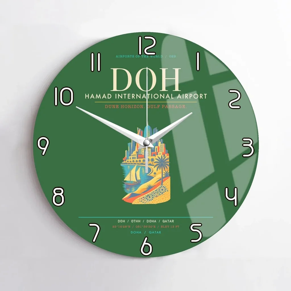 Doha Hamad International Airport DOH Wall-Clock No-Frame - Green