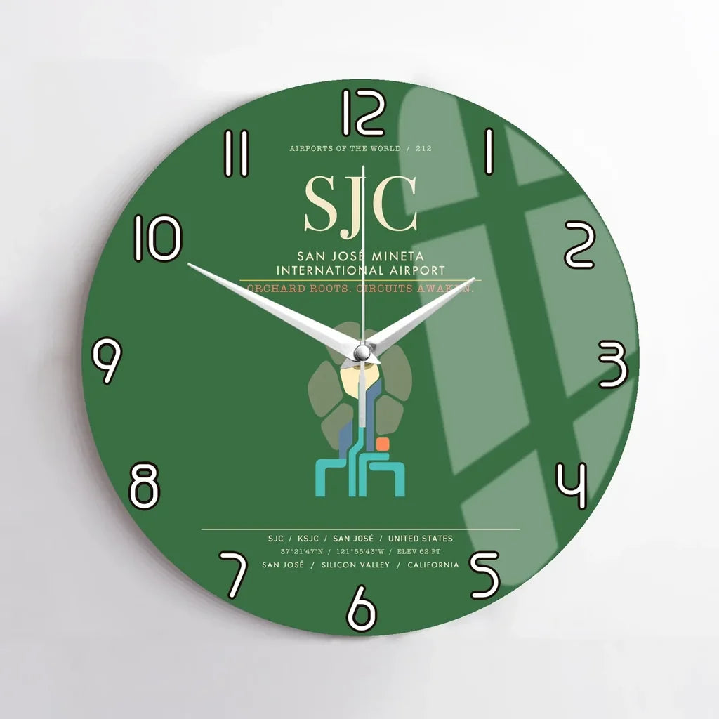 San Jose Mineta International Airport SJC Wall-Clock No-Frame - Green