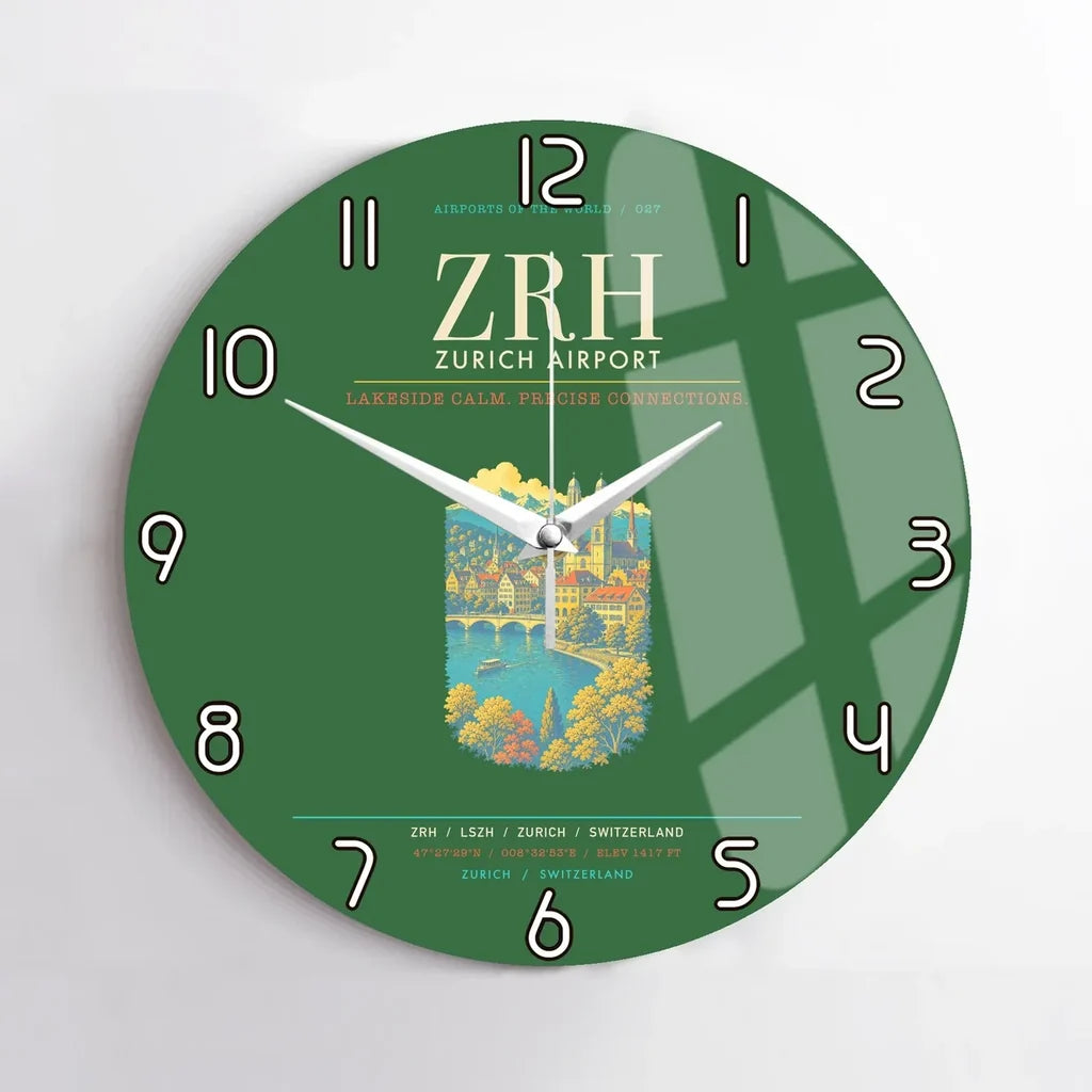 Zurich Airport ZRH Wall-Clock No-Frame - Green