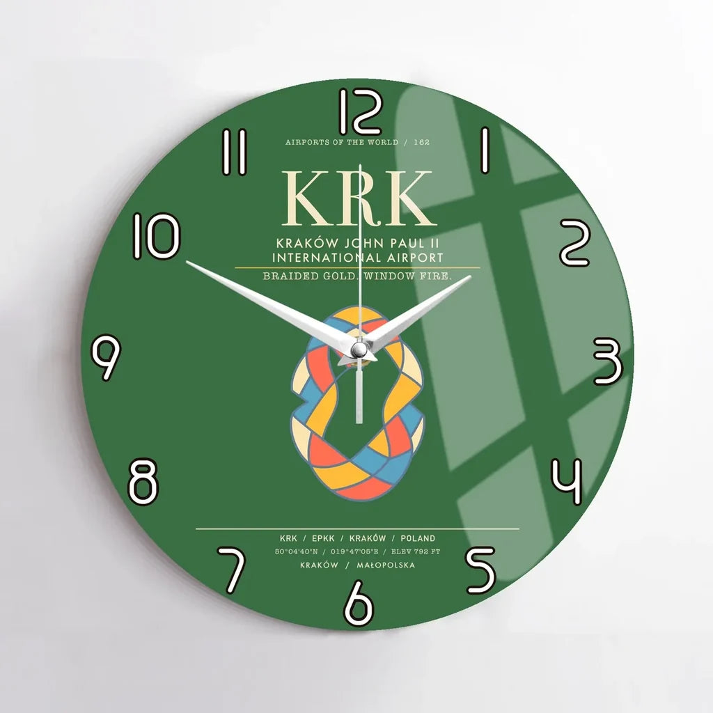 Krakow John Paul II International Airport KRK Wall-Clock No-Frame - Green