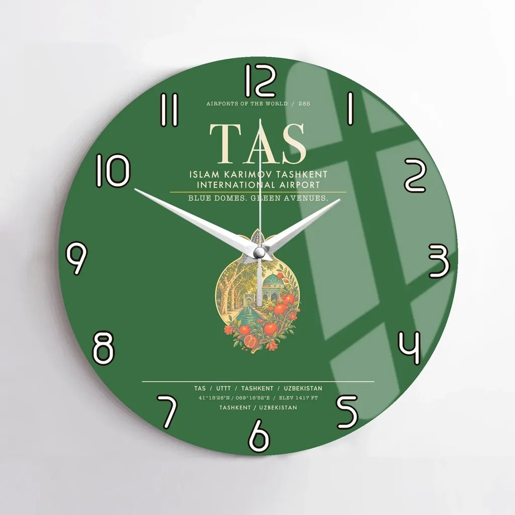 Islam Karimov Tashkent International Airport TAS Wall-Clock No-Frame - Green