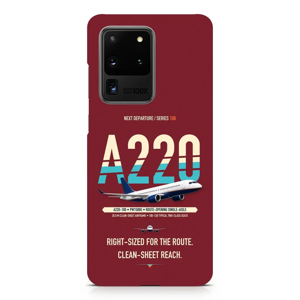 Airbus A220-100 design on samsung case - dark red