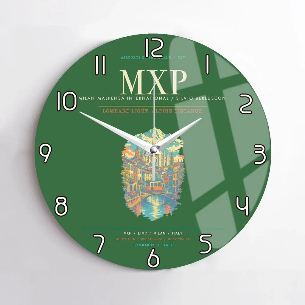 Milan Malpensa International Airport Silvio Berlusconi MXP Wall-Clock No-Frame - Green