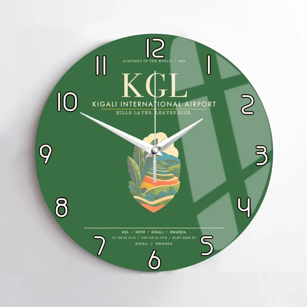 Kigali International Airport KGL Wall-Clock No-Frame - Green