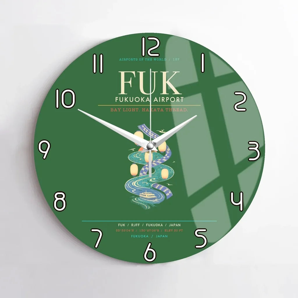 Fukuoka Airport FUK - Hakata Lantern Bay Weave Wall-Clock No-Frame - Green