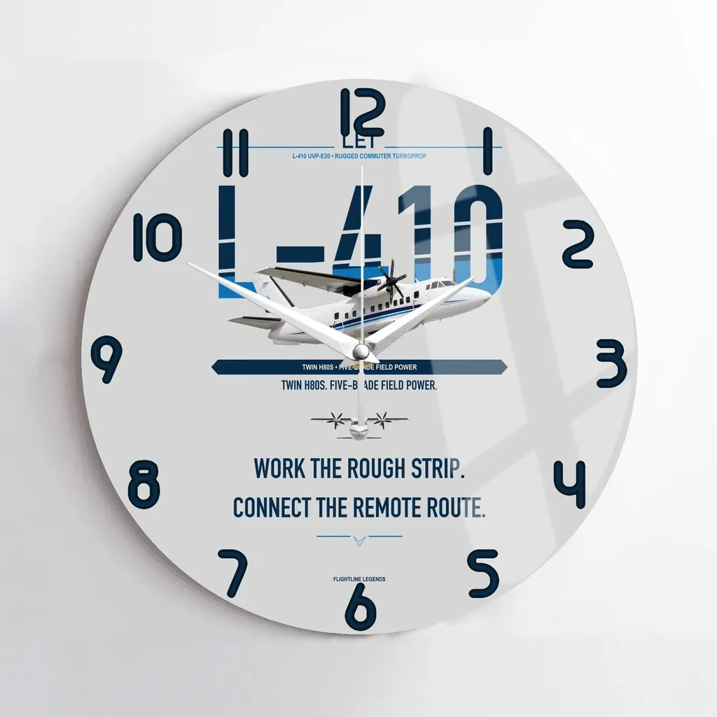 LET L-410 UVP-E20 design on light gray no frame wall clock