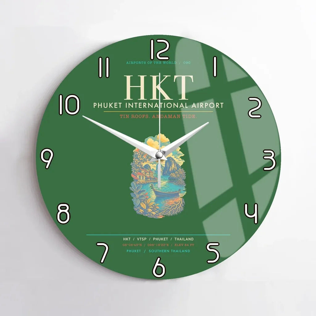 Phuket International Airport HKT Wall-Clock No-Frame - Green