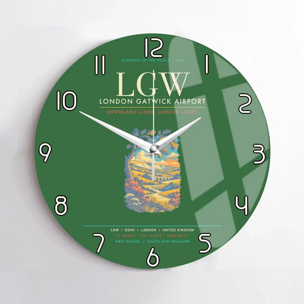 London Gatwick Airport LGW Wall-Clock No-Frame - Green
