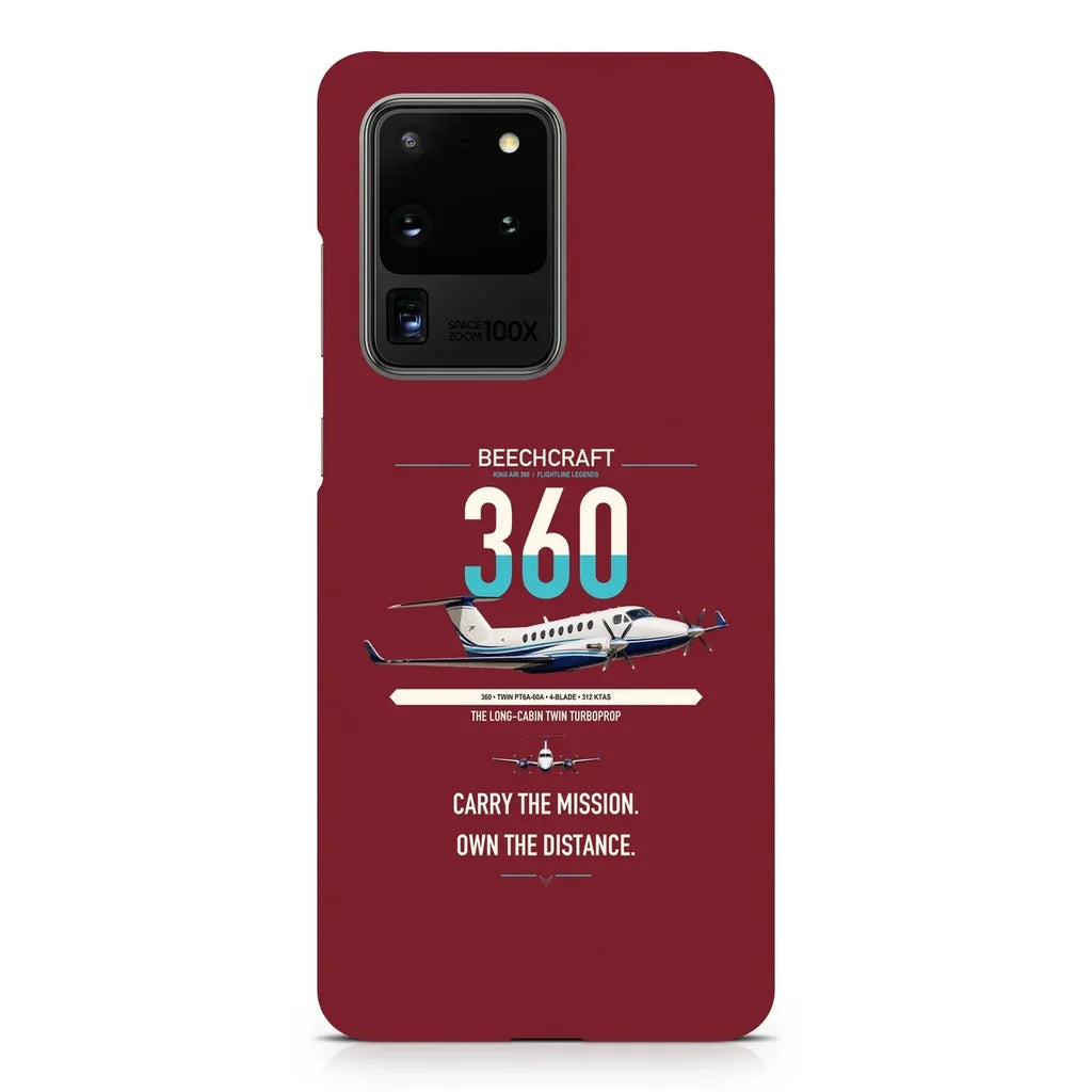 Beechcraft King Air 360 design on samsung case - dark red
