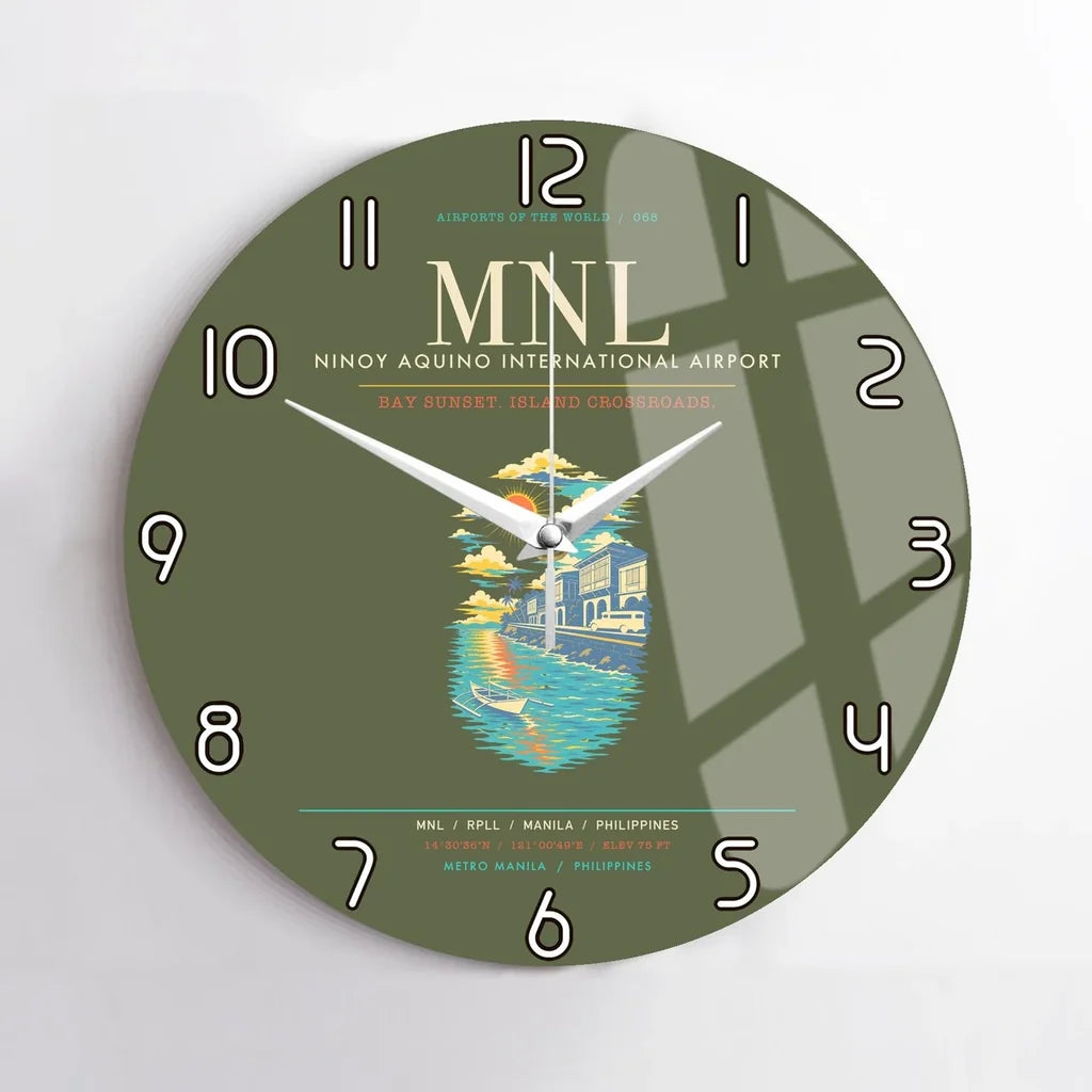 Manila Ninoy Aquino International Airport MNL Wall-Clock No-Frame - Green Army