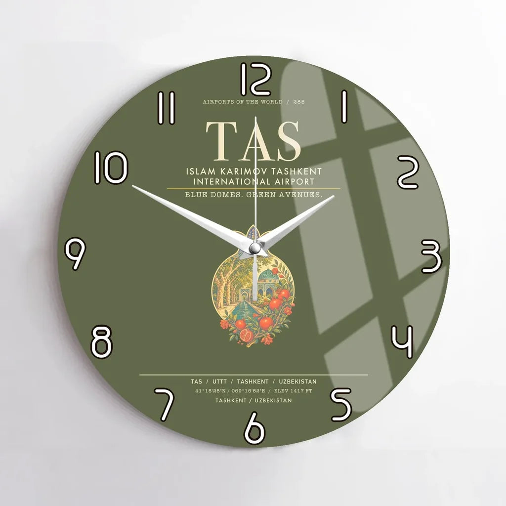 Islam Karimov Tashkent International Airport TAS Wall-Clock No-Frame - Green Army