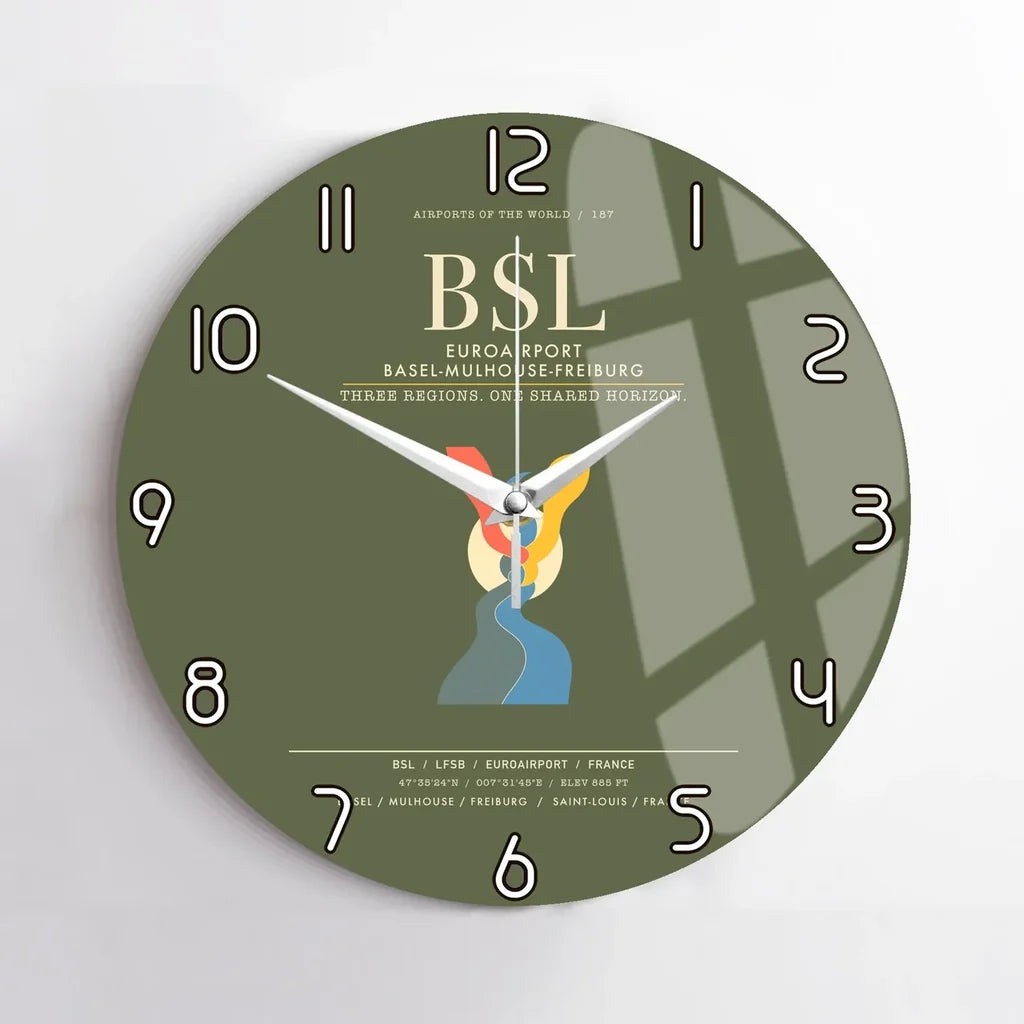 EuroAirport Basel-Mulhouse-Freiburg BSL Wall-Clock No-Frame - Green Army