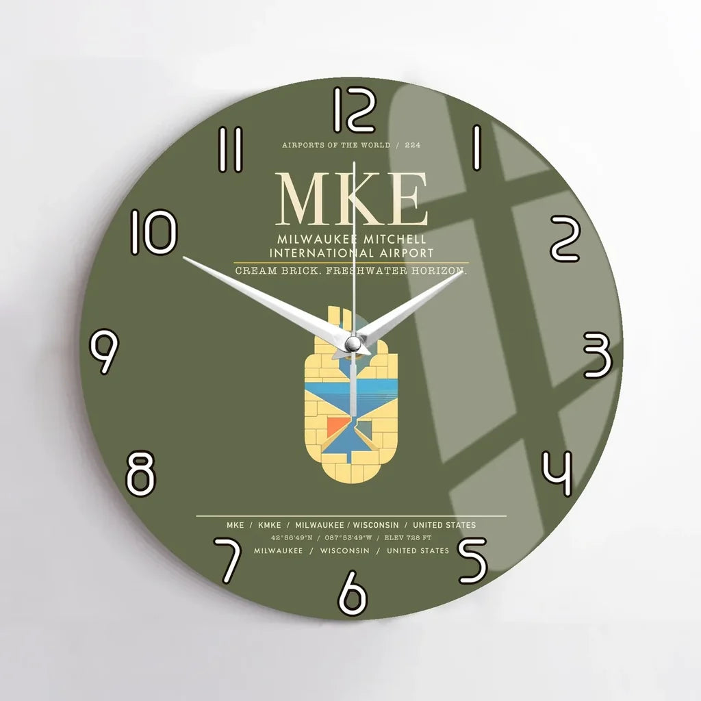 Milwaukee Mitchell International Airport MKE Wall-Clock No-Frame - Green Army