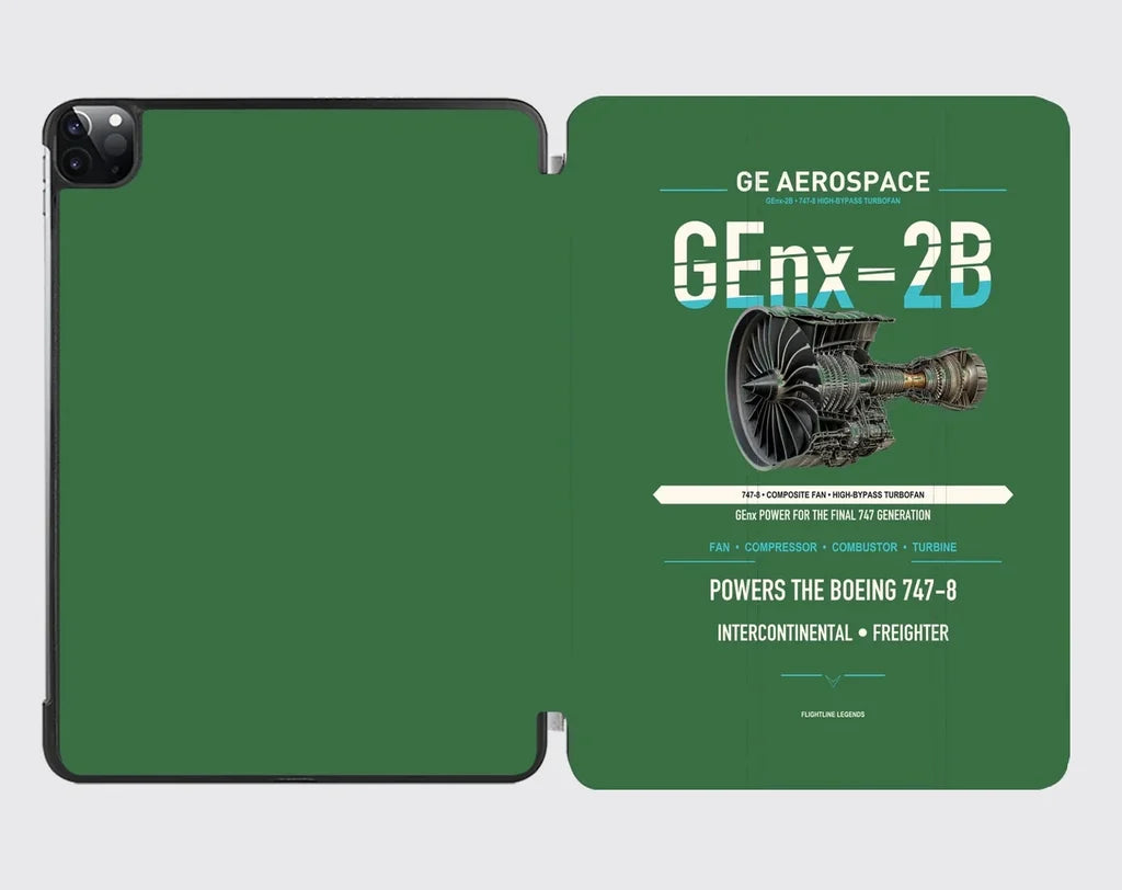 GEnx-2B design on green ipad tablet case