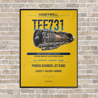Thumbnail for TFE731 vertical canvas print - framed - yellow background