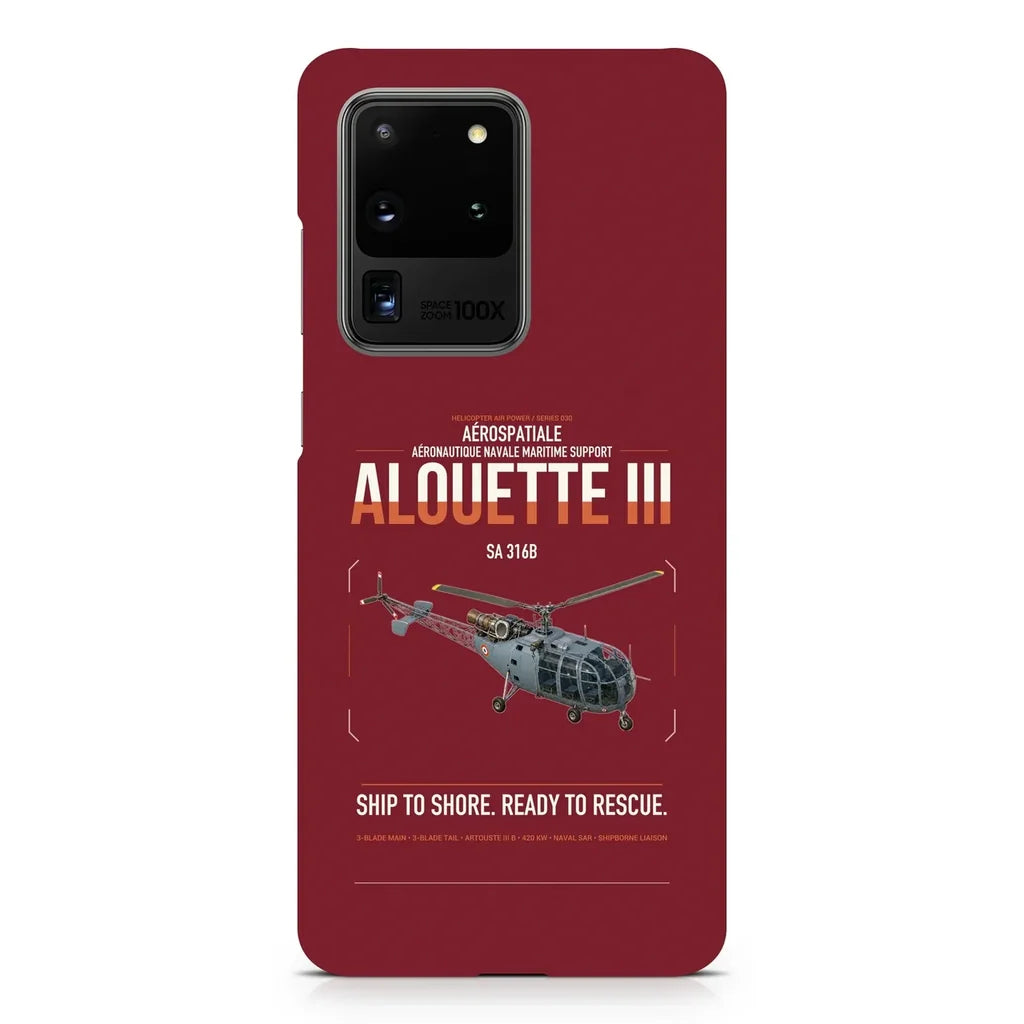Aérospatiale SA 316B Alouette III design on samsung case - dark red