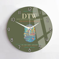 Thumbnail for Detroit Metropolitan Wayne County Airport DTW Wall-Clock No-Frame - Green Army