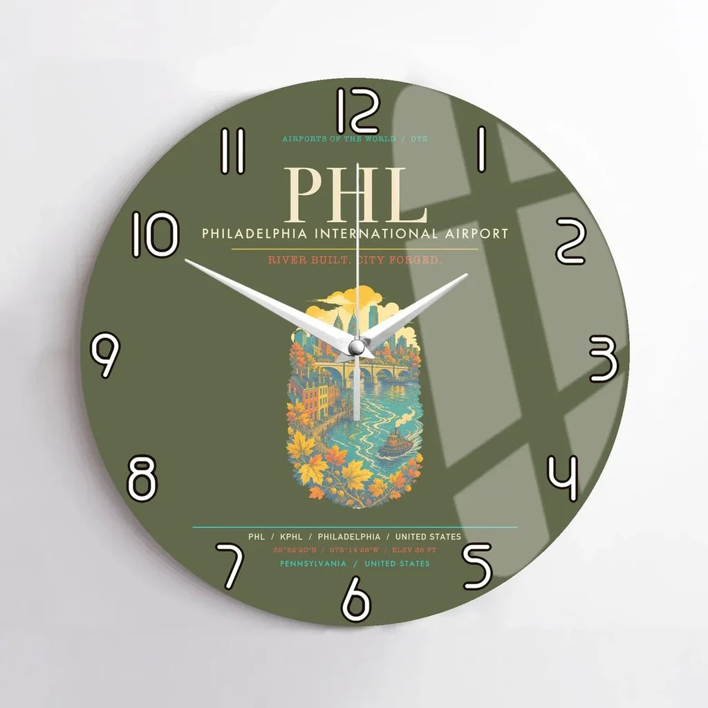Philadelphia International Airport PHL Wall-Clock No-Frame - Green Army