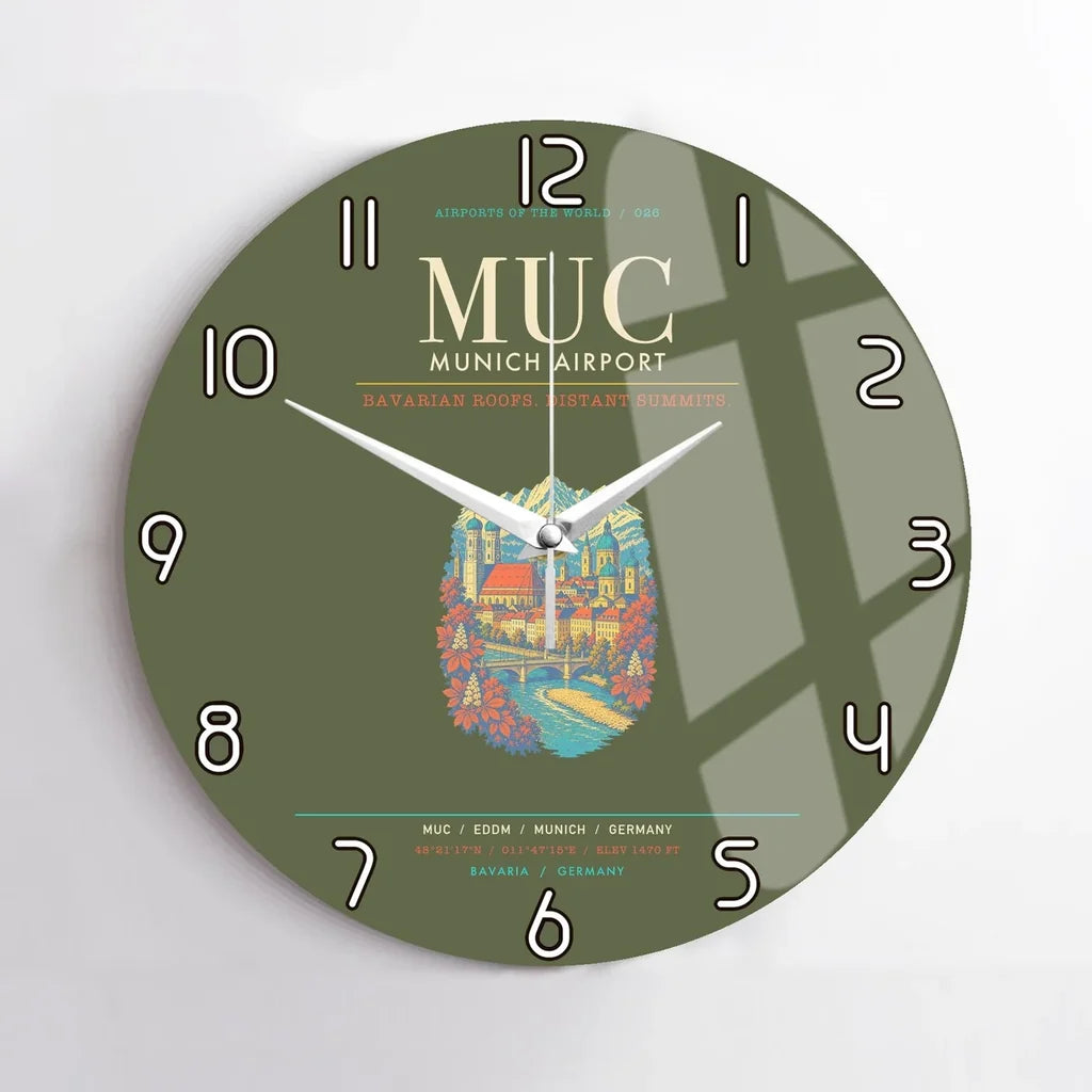 Munich Airport MUC Wall-Clock No-Frame - Green Army
