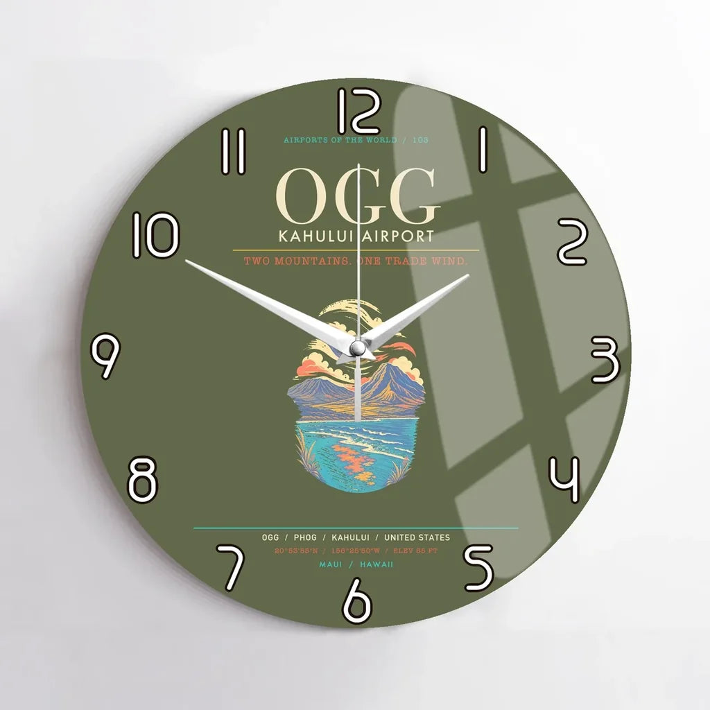 Kahului Airport OGG Wall-Clock No-Frame - Green Army