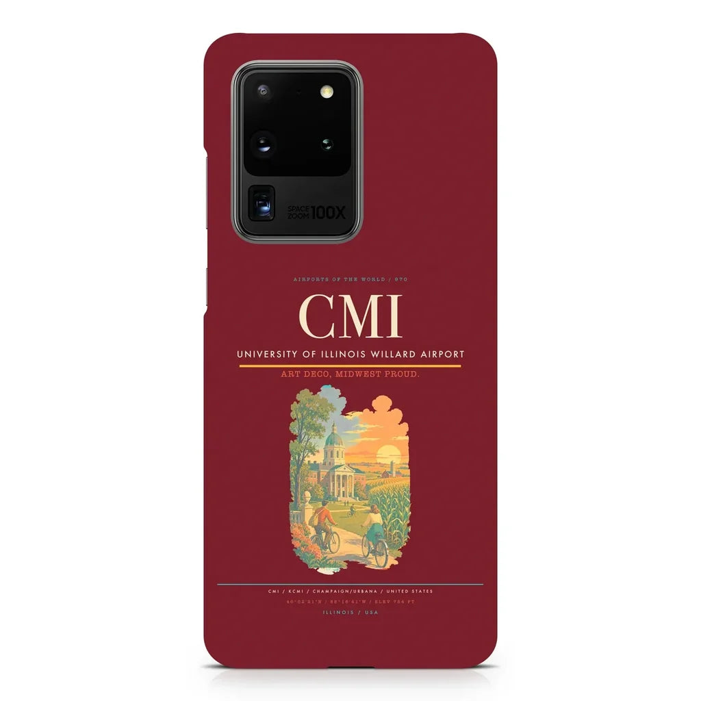 University of Illinois Willard Airport CMI design on samsung case - dark red