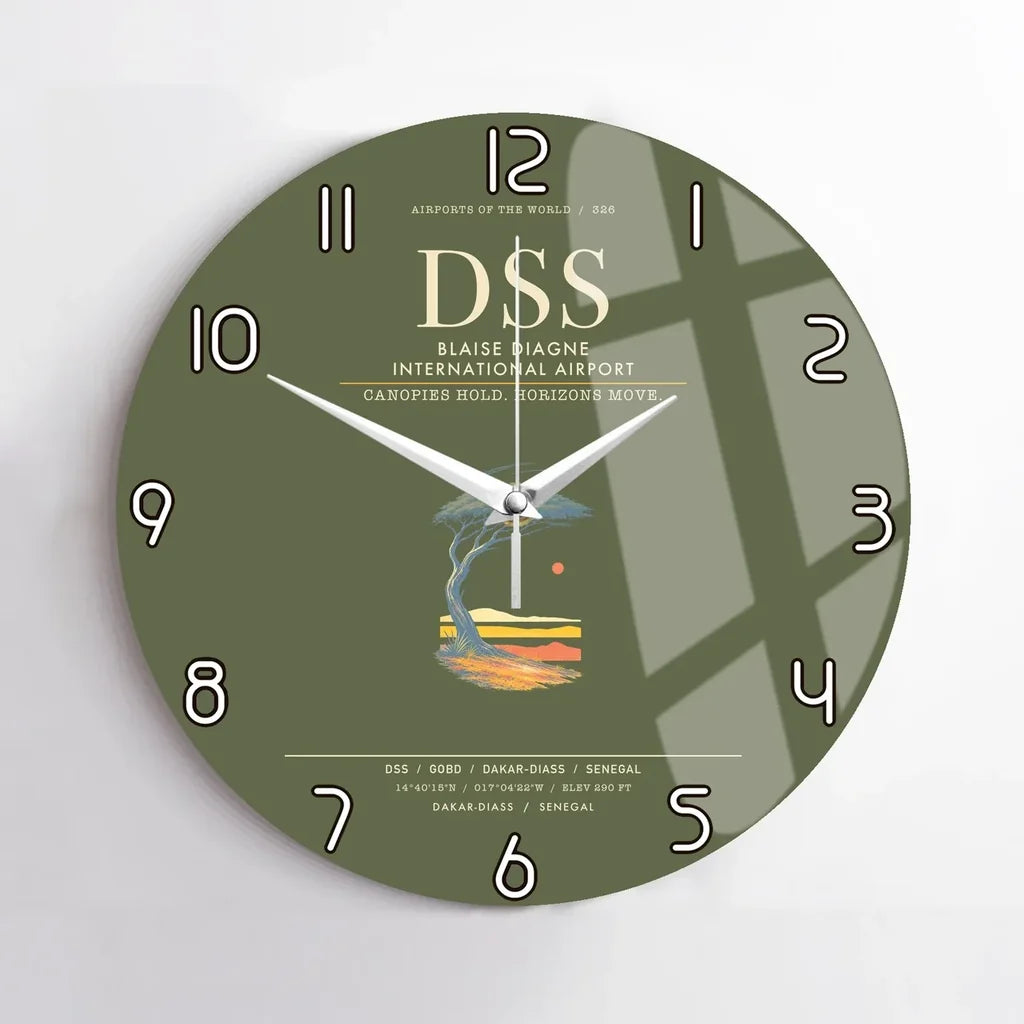 Blaise Diagne International Airport DSS  Dakar-Diass Wall-Clock No-Frame - Green Army