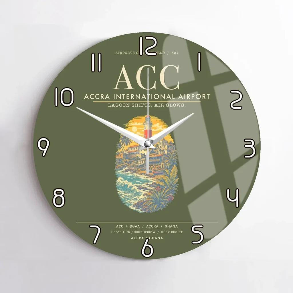 Accra International Airport ACC Wall-Clock No-Frame - Green Army