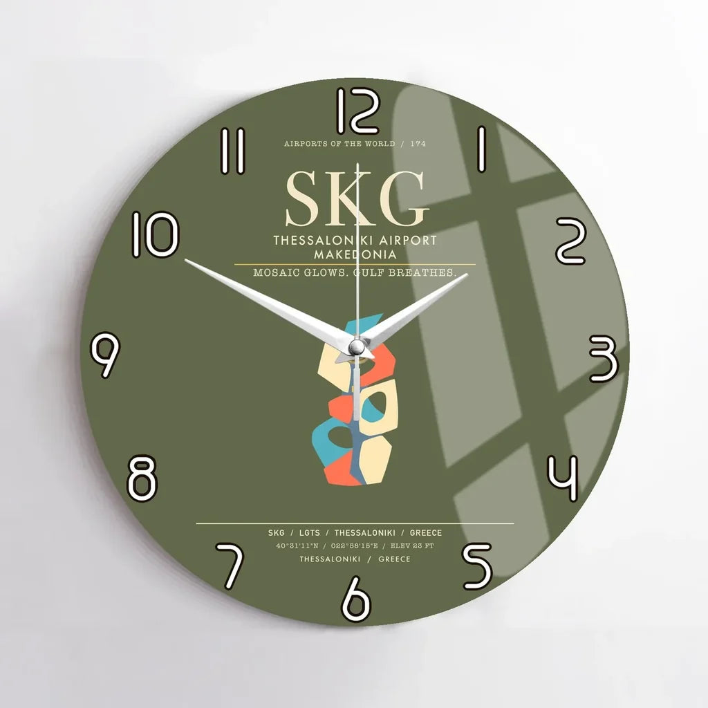 Thessaloniki Airport Makedonia SKG Wall-Clock No-Frame - Green Army