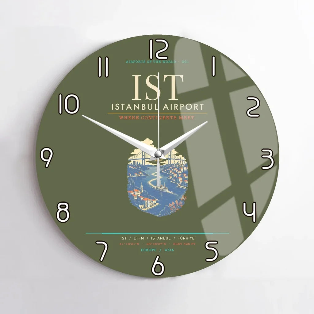 Istanbul Airport IST Wall-Clock No-Frame - Green Army