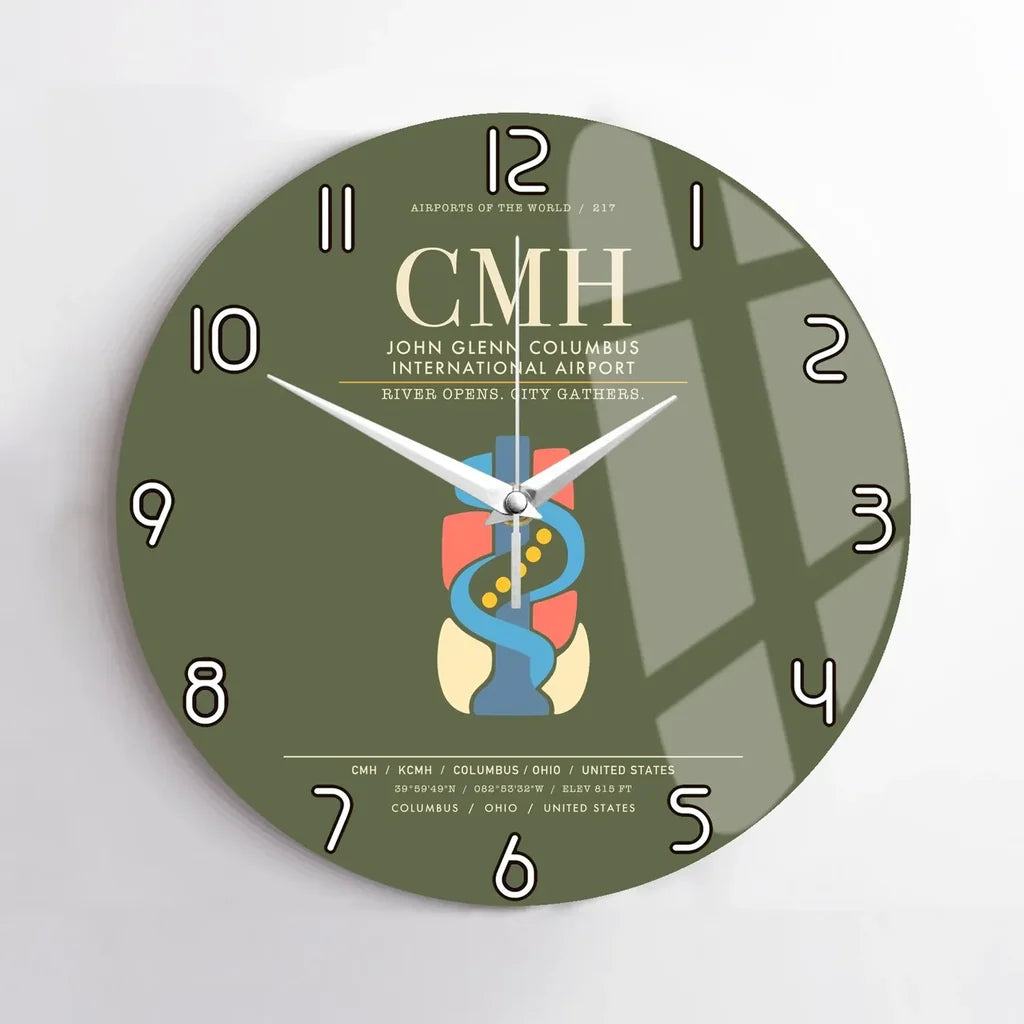John Glenn Columbus International Airport CMH Wall-Clock No-Frame - Green Army