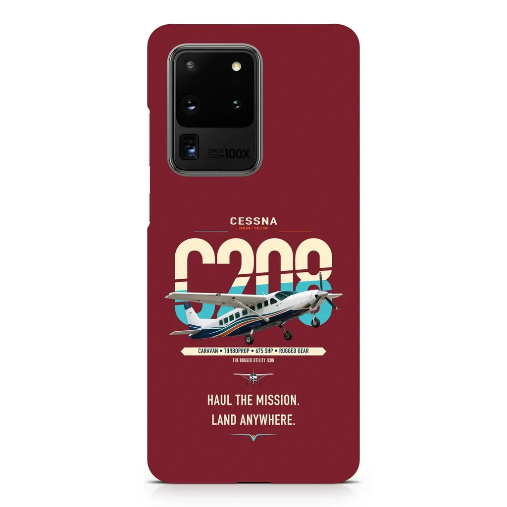Cessna 208 Caravan design on samsung case - dark red