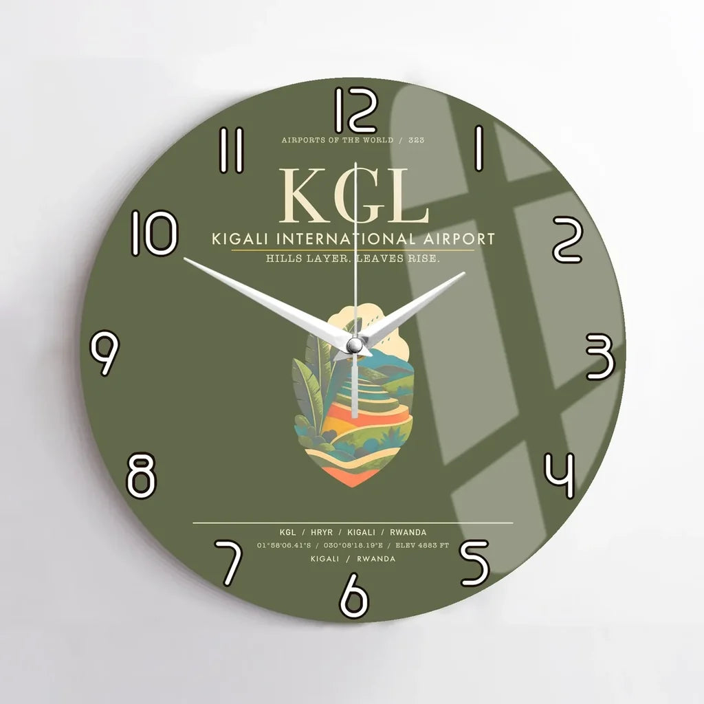 Kigali International Airport KGL Wall-Clock No-Frame - Green Army