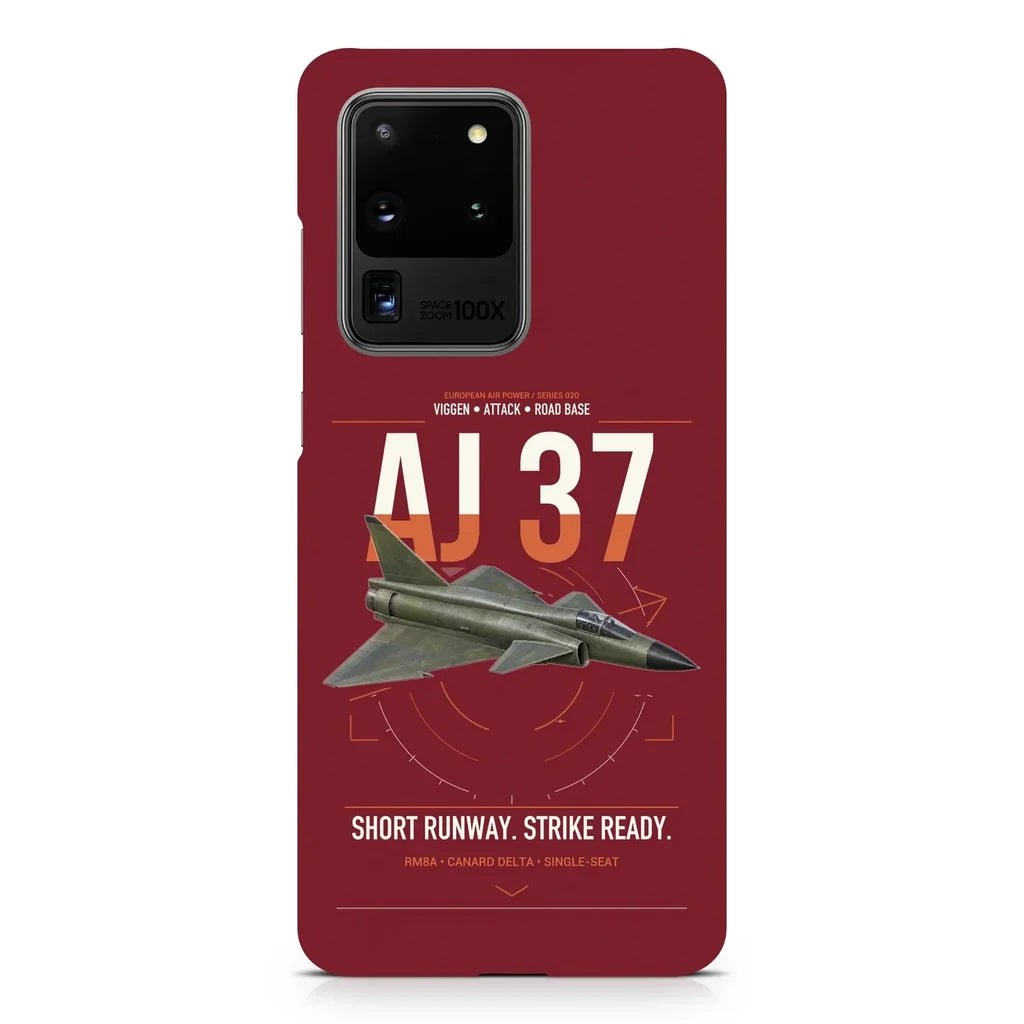 Saab AJ 37 Viggen design on samsung case - dark red