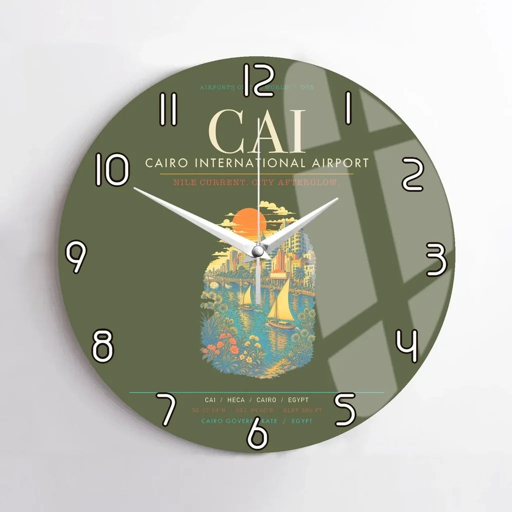 Cairo International Airport CAI Wall-Clock No-Frame - Green Army