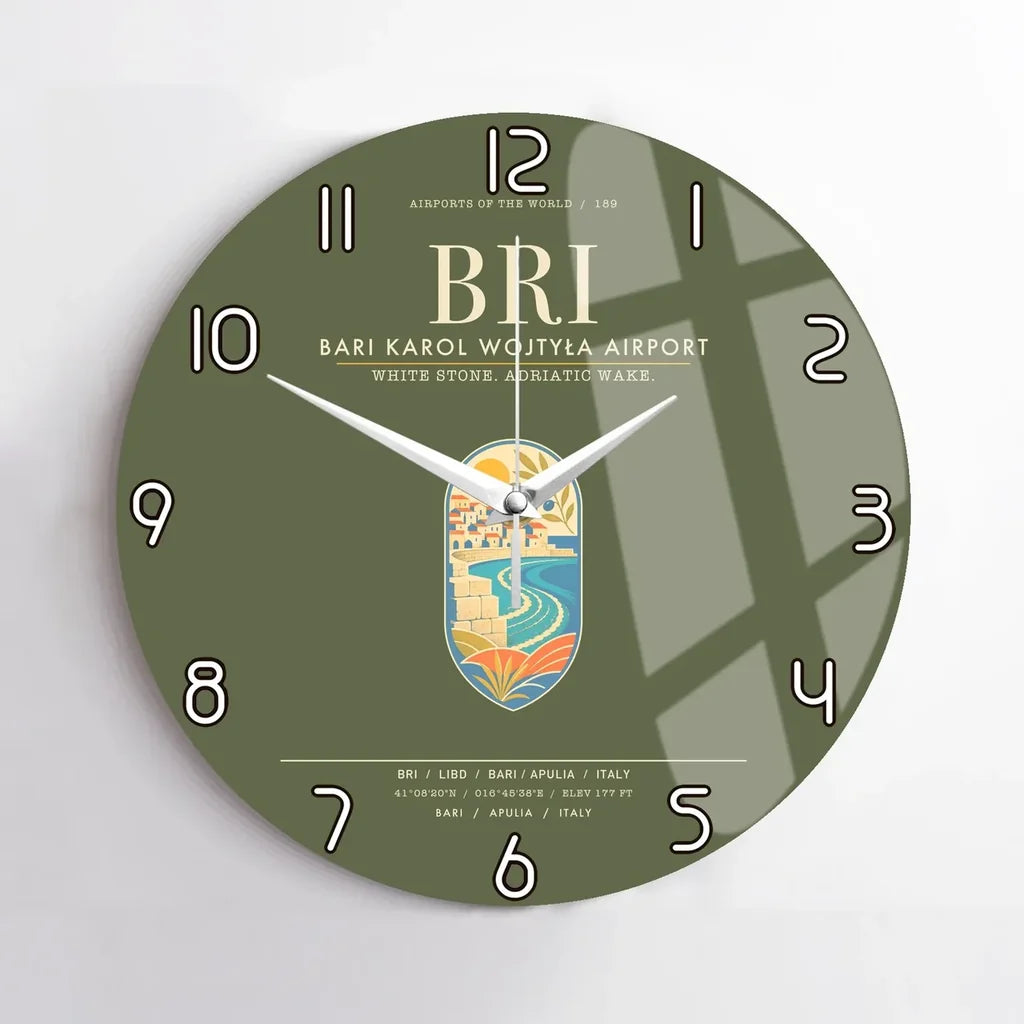 Bari Karol Wojtya Airport BRI Wall-Clock No-Frame - Green Army