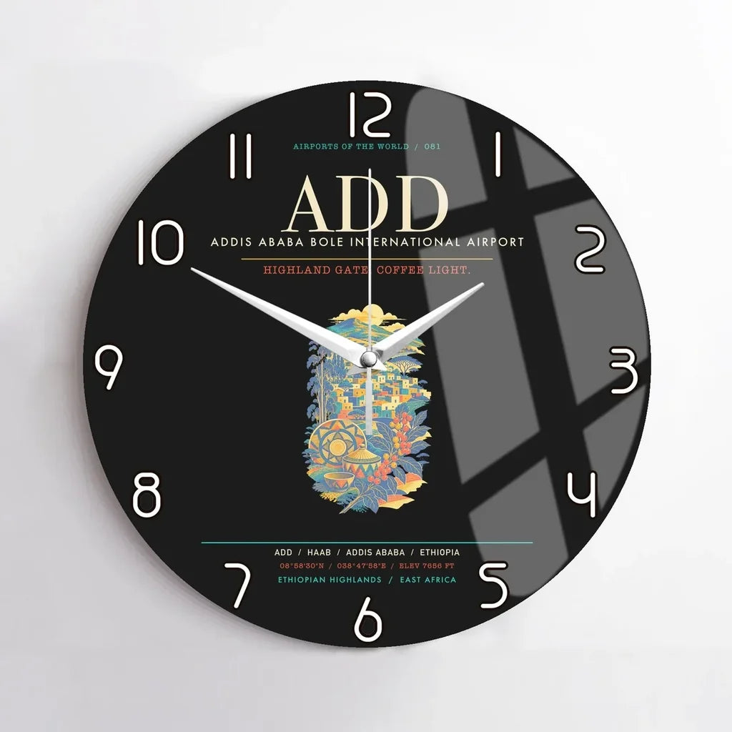 Addis Ababa Bole International Airport ADD Wall-Clock No-Frame - Black