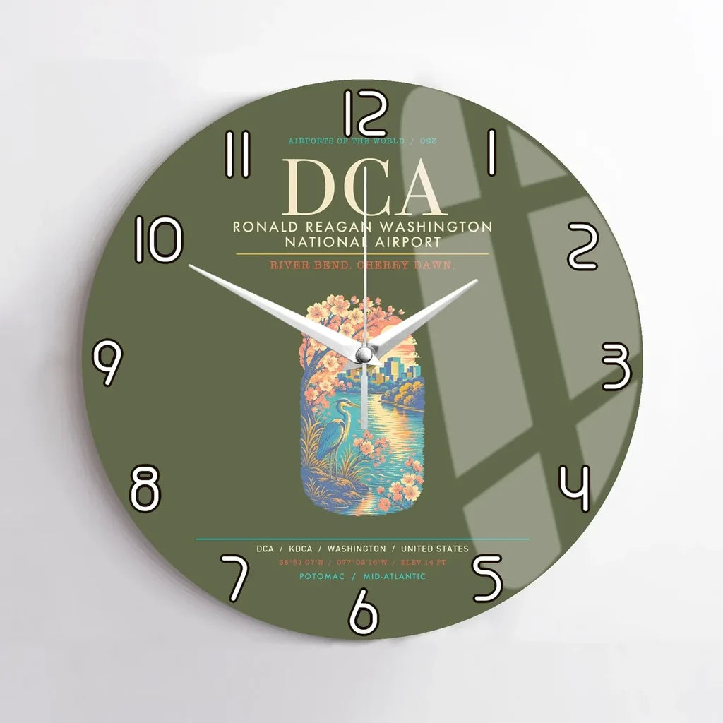 Ronald Reagan Washington National Airport DCA Wall-Clock No-Frame - Green Army
