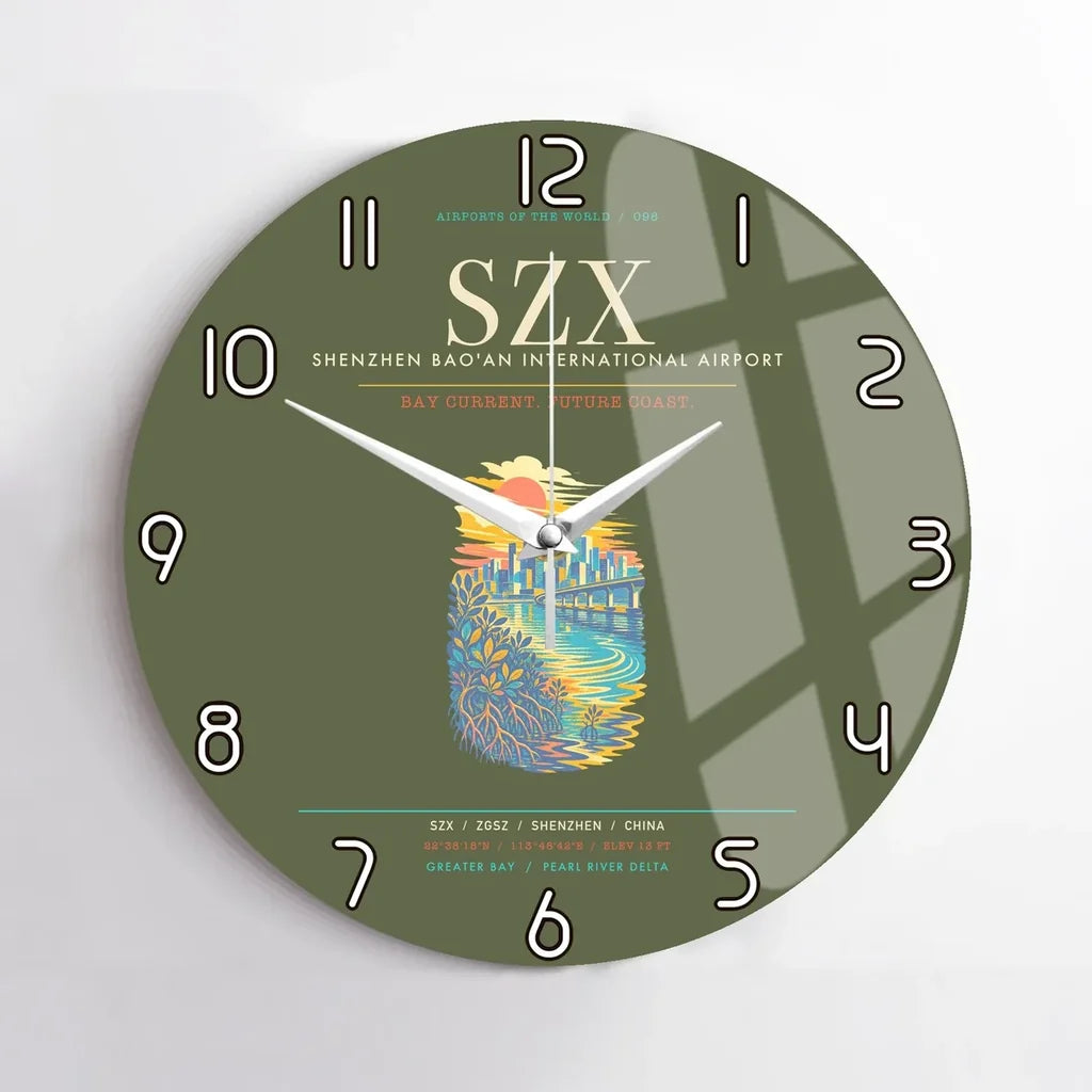 Shenzhen Bao'an International Airport SZX Wall-Clock No-Frame - Green Army