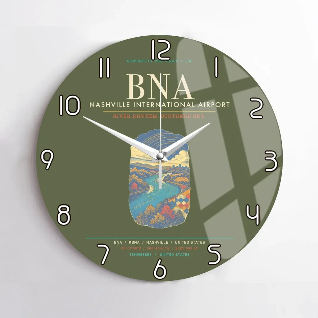 Nashville International Airport BNA Wall-Clock No-Frame - Green Army