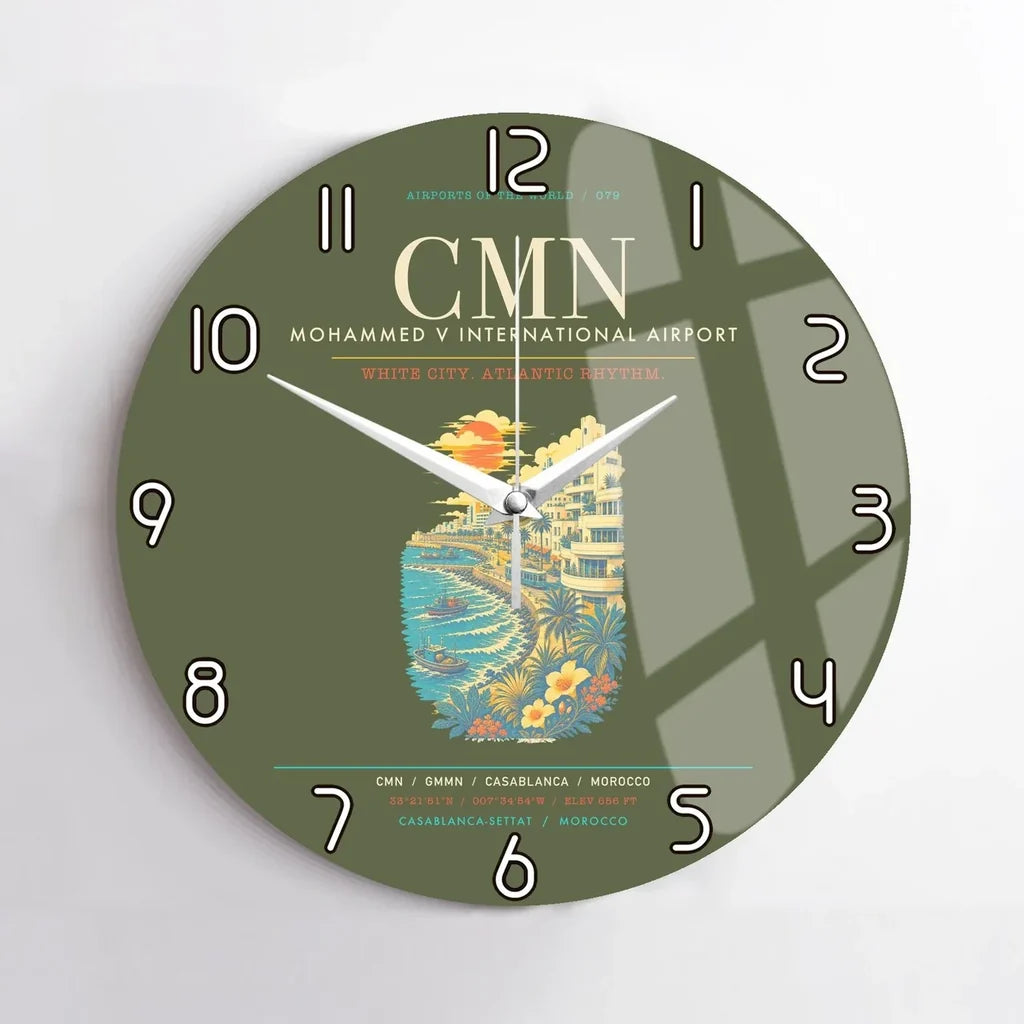 Casablanca Mohammed V International Airport CMN Wall-Clock No-Frame - Green Army