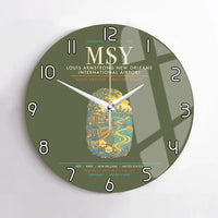Thumbnail for Louis Armstrong New Orleans International Airport MSY Wall-Clock No-Frame - Green Army