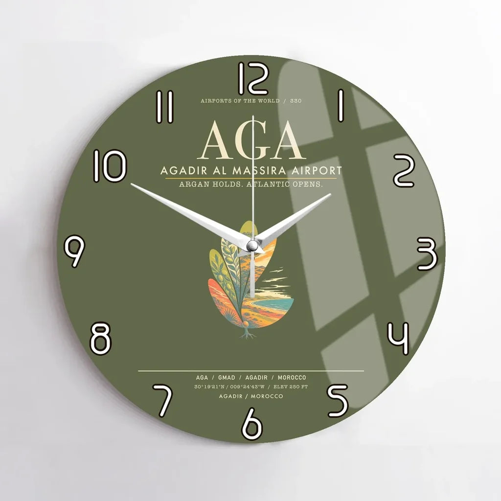 Agadir Al Massira Airport AGA Wall-Clock No-Frame - Green Army