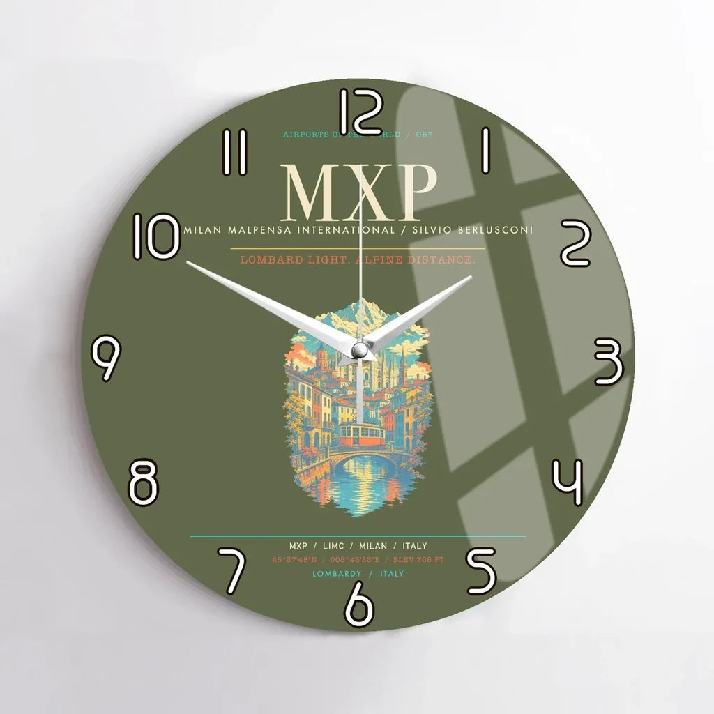 Milan Malpensa International Airport Silvio Berlusconi MXP Wall-Clock No-Frame - Green Army