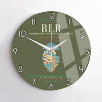 Thumbnail for Kempegowda International Airport Bengaluru BLR - Deccan Garden Silk Loom Wall-Clock No-Frame - Green Army