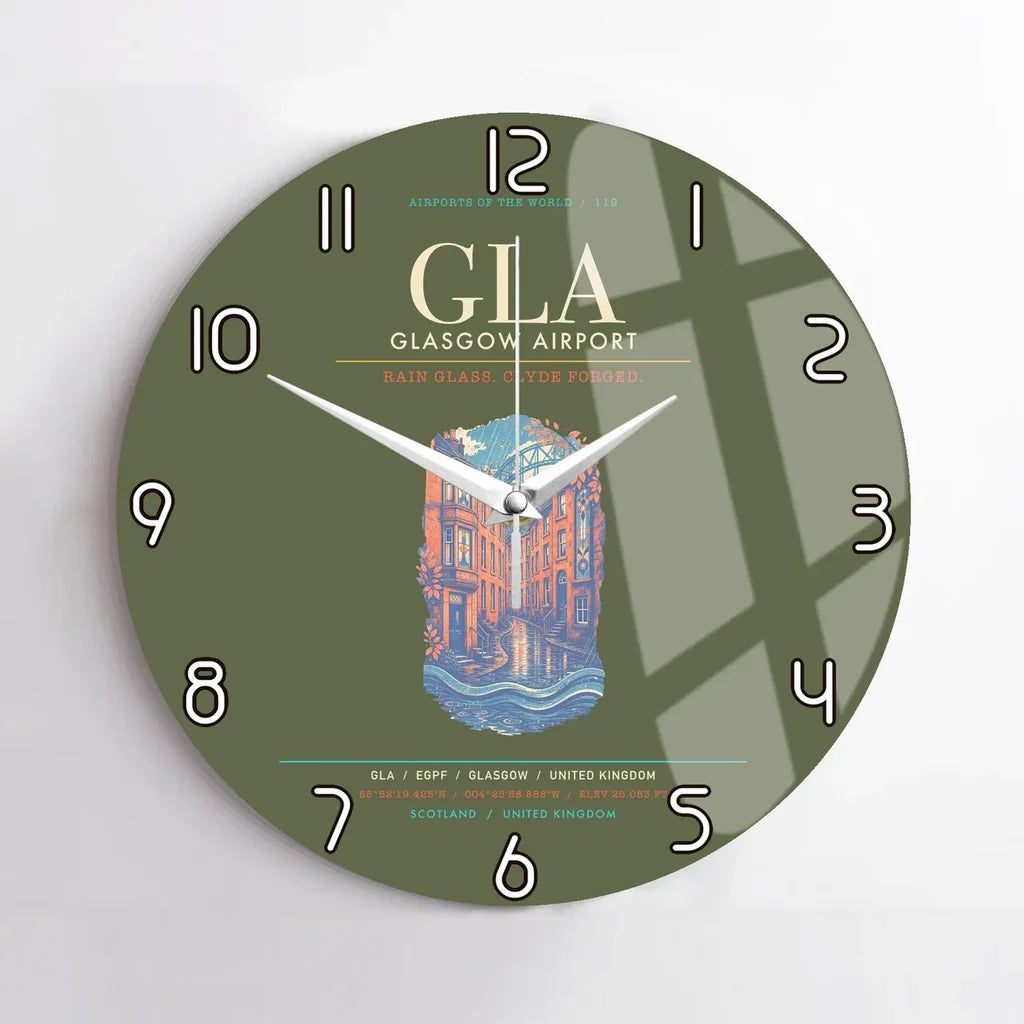 Glasgow Airport GLA Wall-Clock No-Frame - Green Army