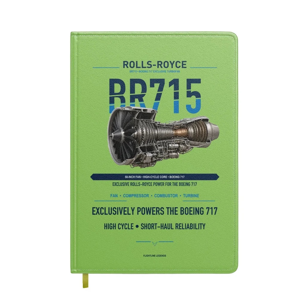 BR715 design on light green notebook