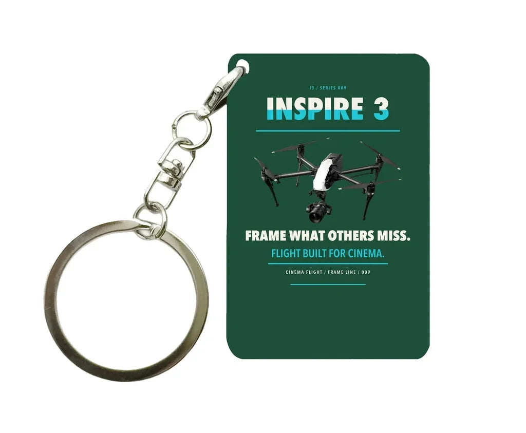 DJI Inspire 3 Key Chain design on dark green key chain