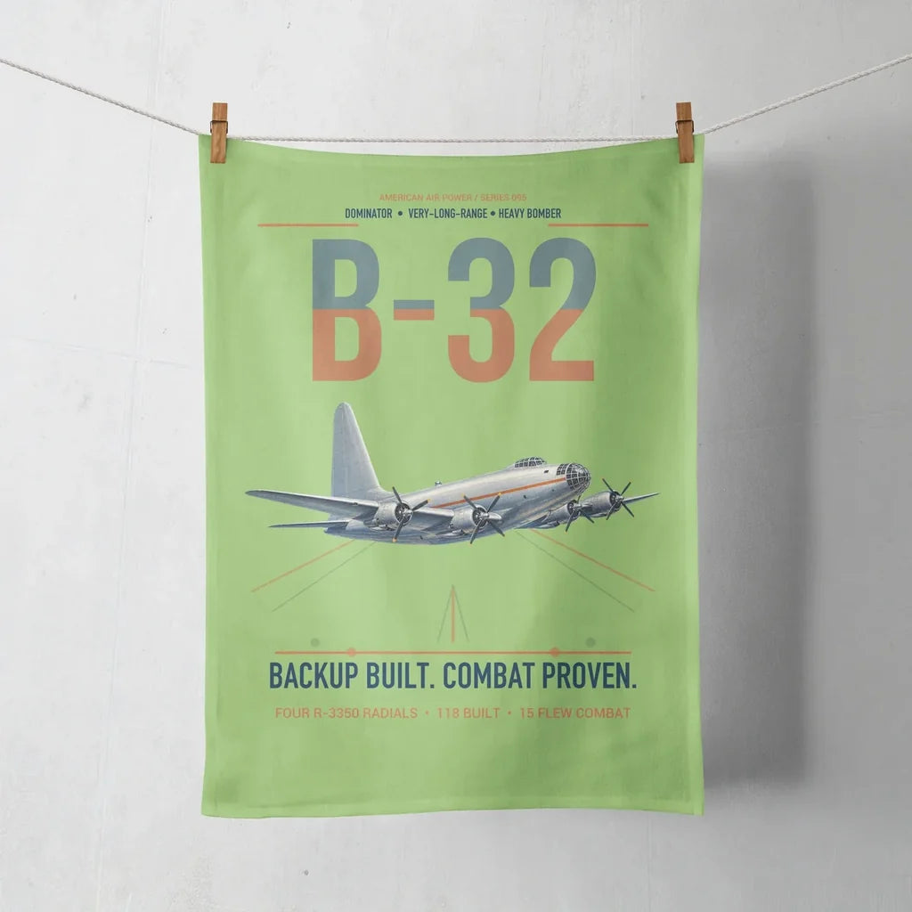 B-32 Dominator design on light green towel