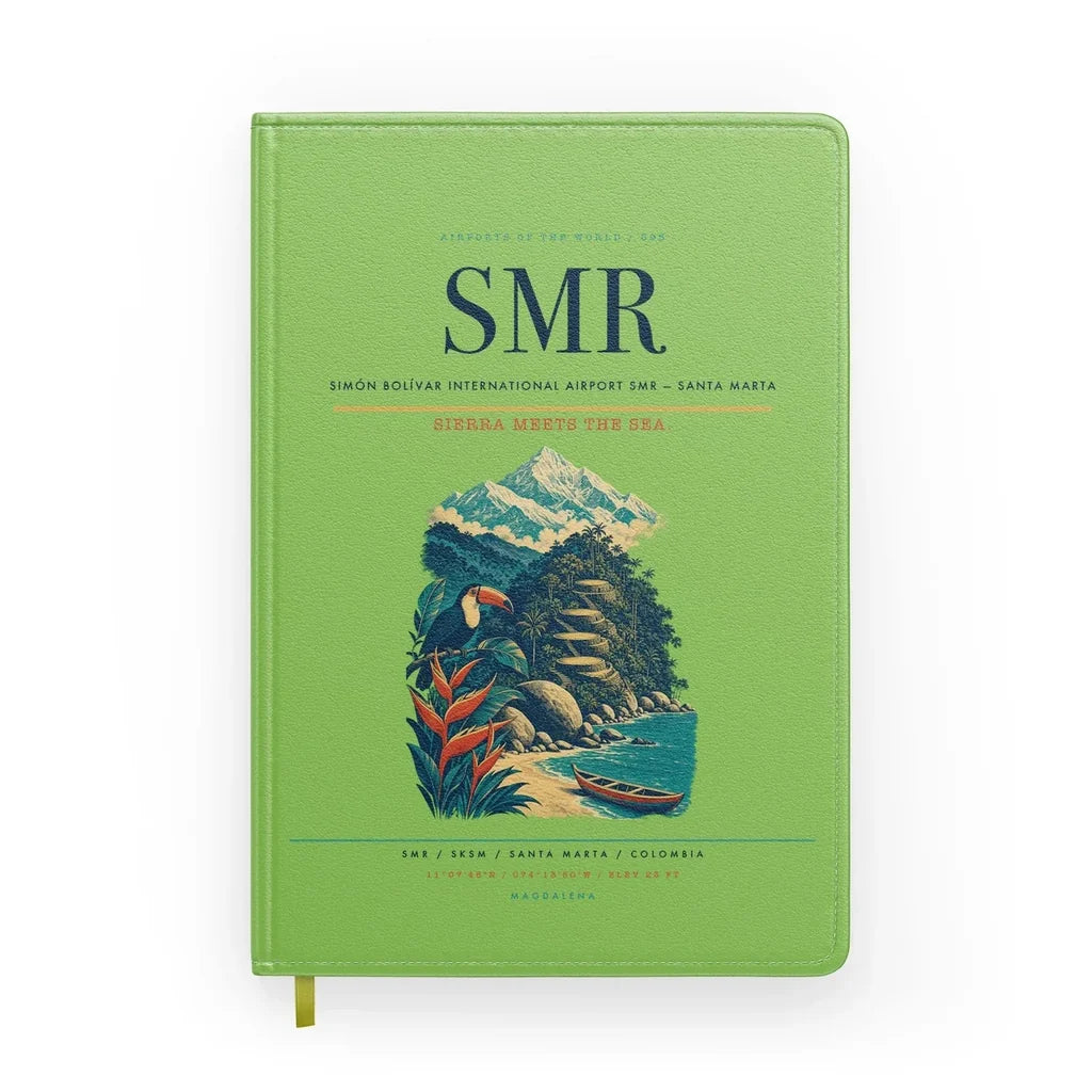 Simón Bolívar International Airport (SMR) design on light green notebook
